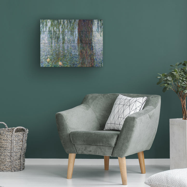 Wall Art 12 x 16 Inches Titled Waterlillies Morning Ready to Hang Printed on Wooden Planks Image 1