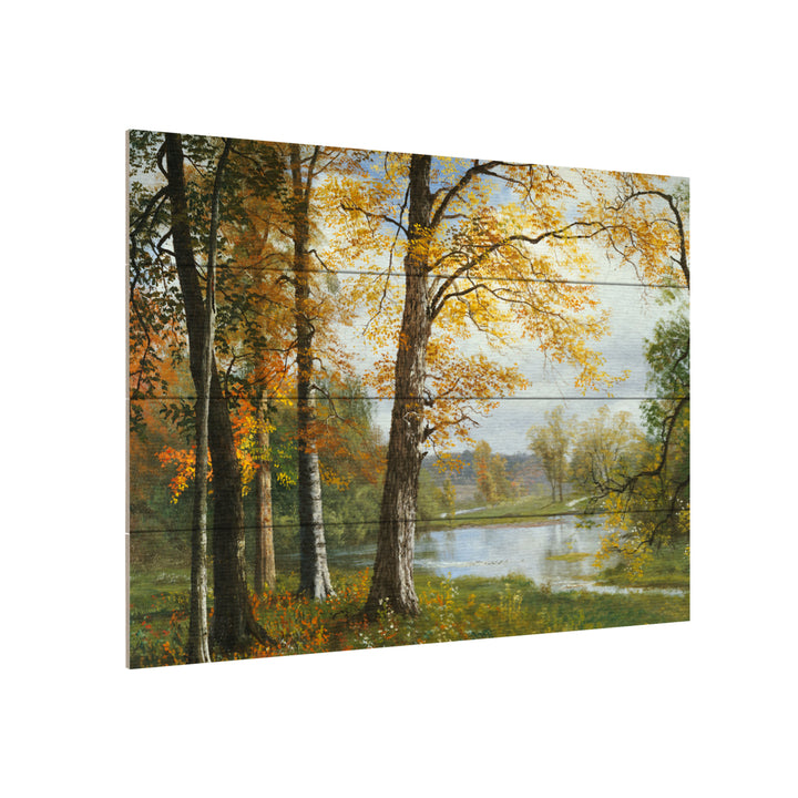 Wall Art 12 x 16 Inches Titled A Quiet Lake Ready to Hang Printed on Wooden Planks Image 3