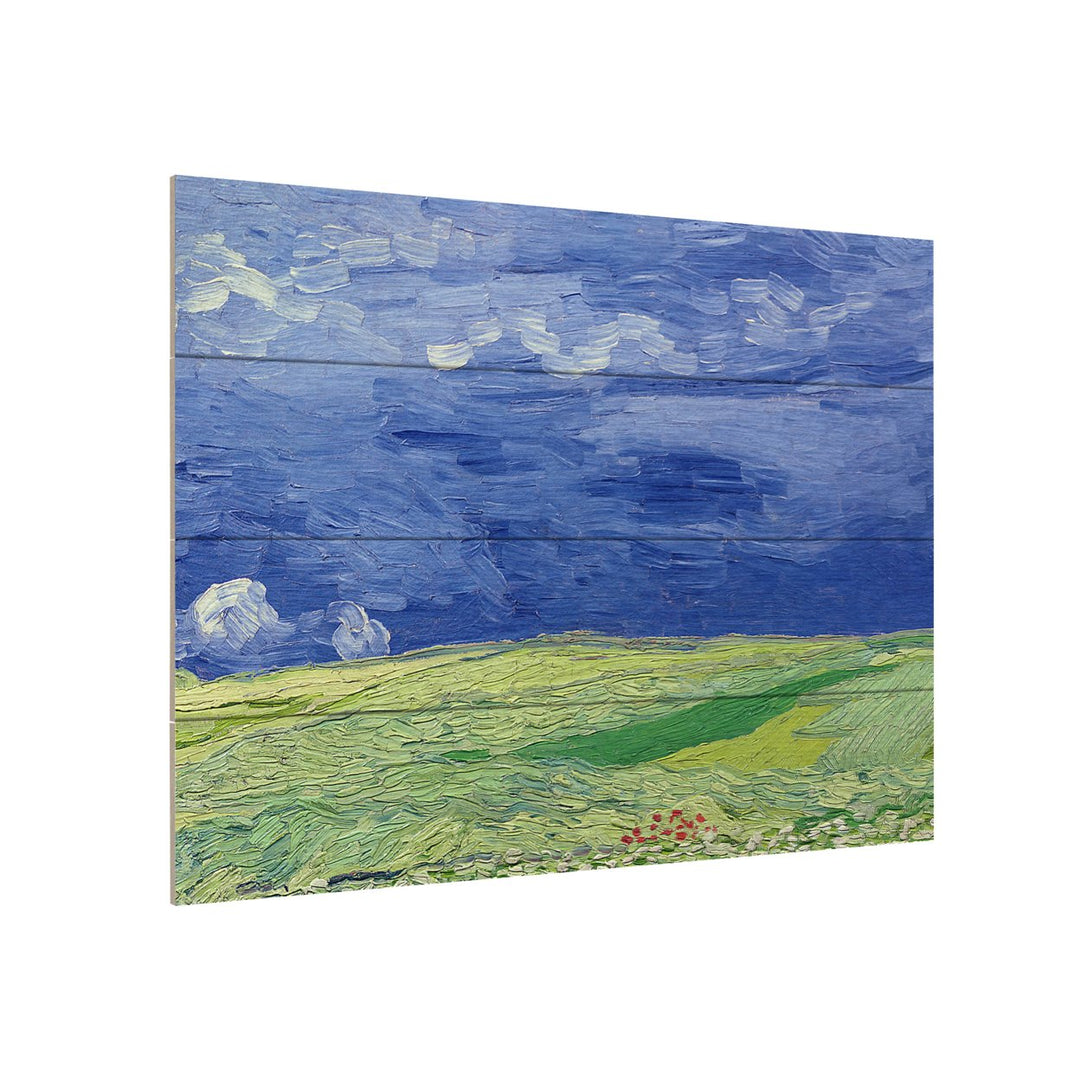 Wall Art 12 x 16 Inches Titled Wheatfields Under Thnderclouds Ready to Hang Printed on Wooden Planks Image 3