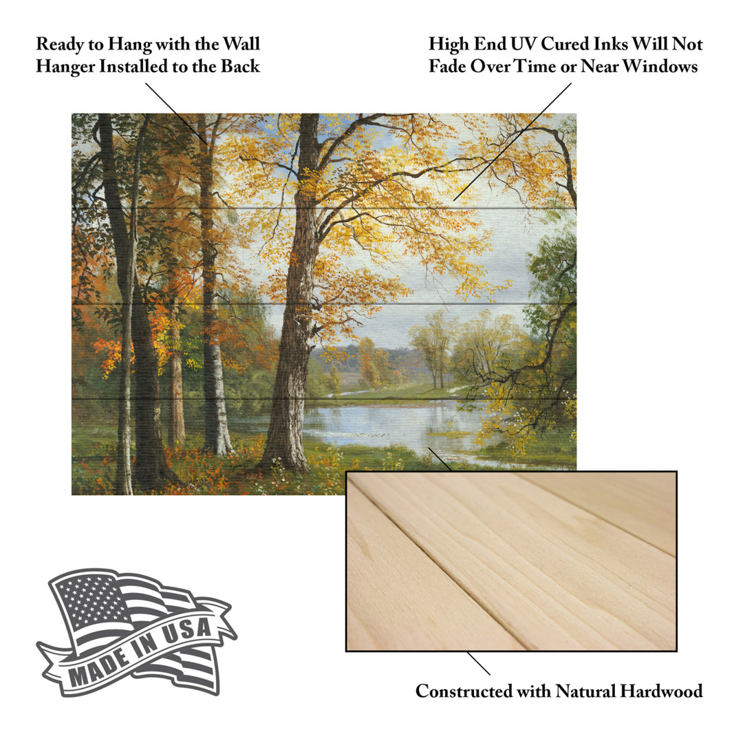 Wall Art 12 x 16 Inches Titled A Quiet Lake Ready to Hang Printed on Wooden Planks Image 5