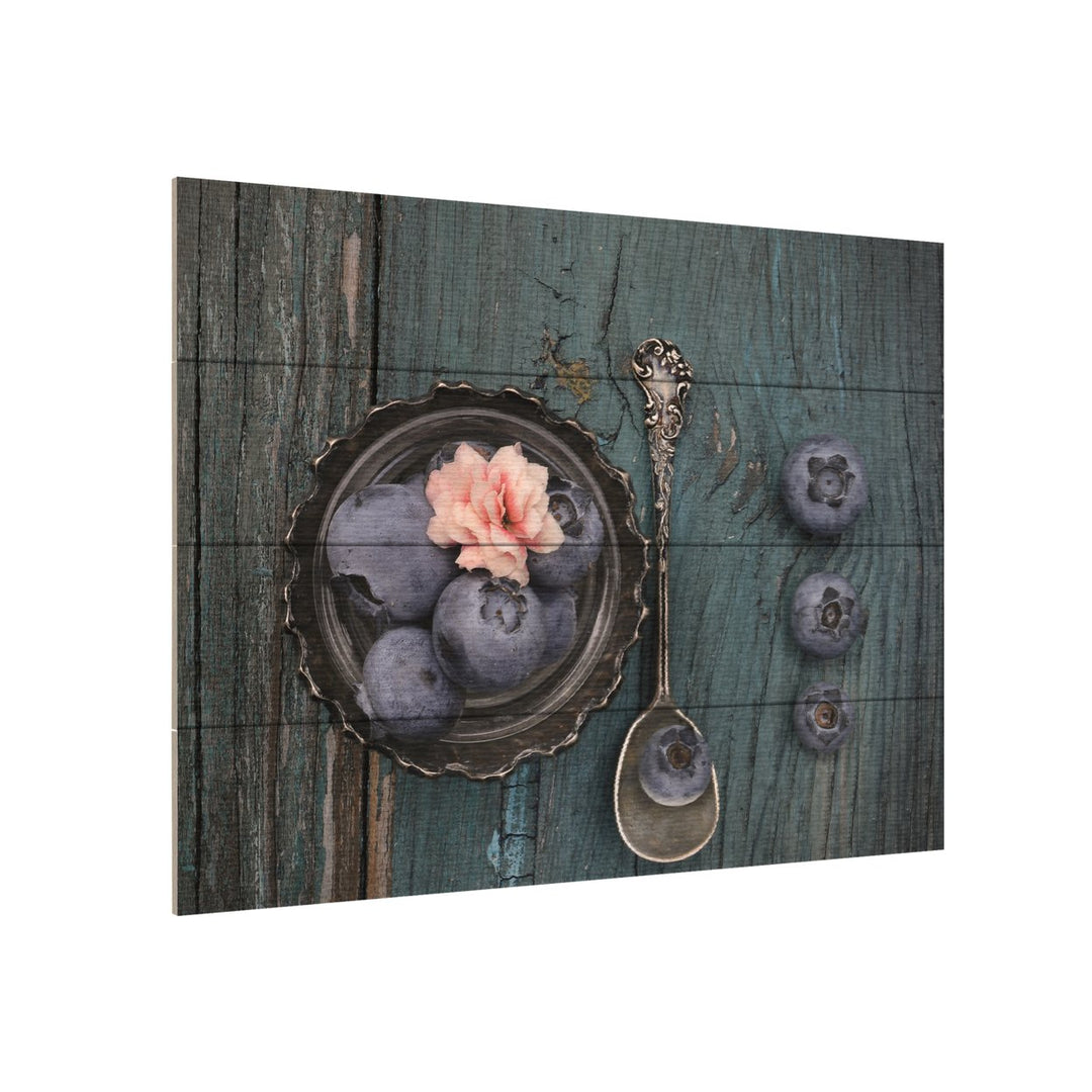 Wall Art 12 x 16 Inches Titled Pretty Blueberry Ready to Hang Printed on Wooden Planks Image 3
