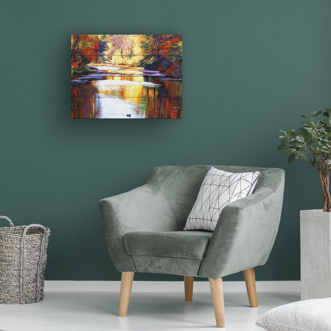 Wall Art 12 x 16 Inches Titled Reflections of August Ready to Hang Printed on Wooden Planks Image 1