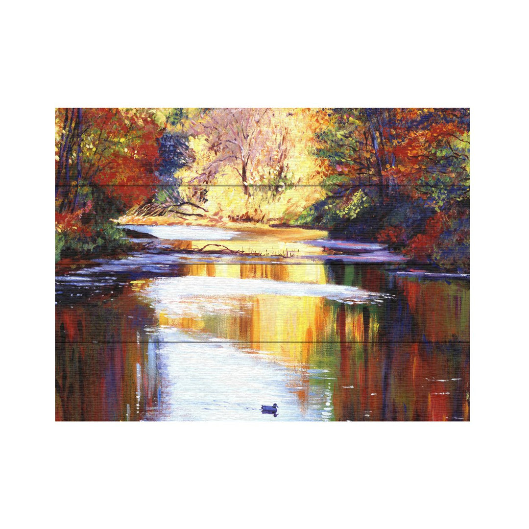 Wall Art 12 x 16 Inches Titled Reflections of August Ready to Hang Printed on Wooden Planks Image 2