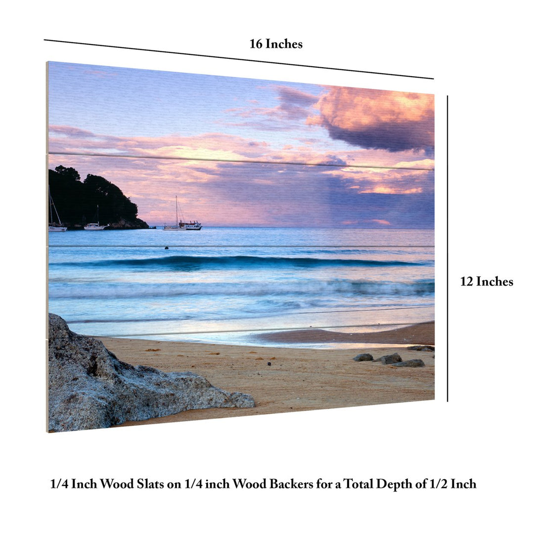 Wall Art 12 x 16 Inches Titled Kaiteriteri Sunset Ready to Hang Printed on Wooden Planks Image 6