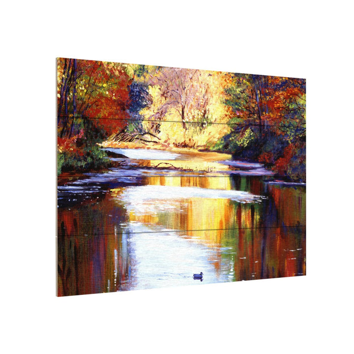 Wall Art 12 x 16 Inches Titled Reflections of August Ready to Hang Printed on Wooden Planks Image 3