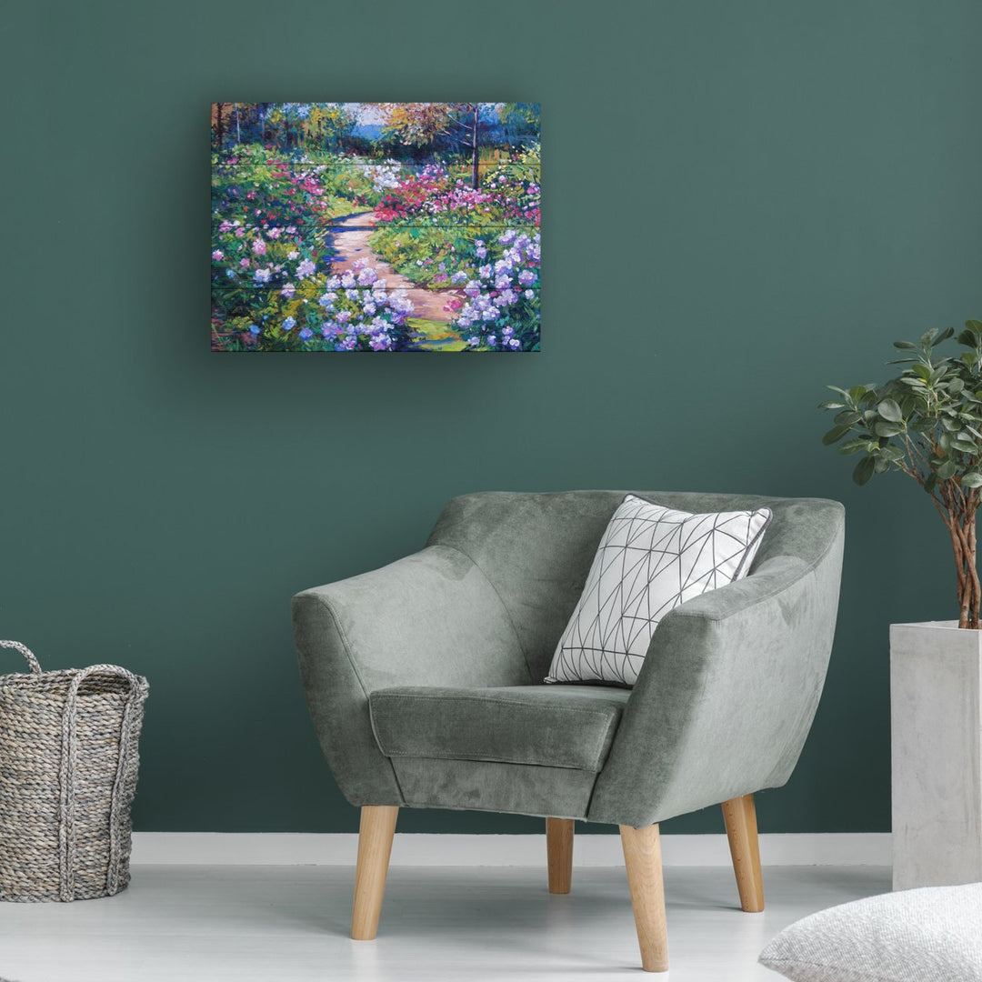 Wall Art 12 x 16 Inches Titled Natures Garden Ready to Hang Printed on Wooden Planks Image 1