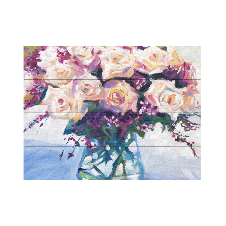 Wall Art 12 x 16 Inches Titled Roses in Glass Ready to Hang Printed on Wooden Planks Image 2