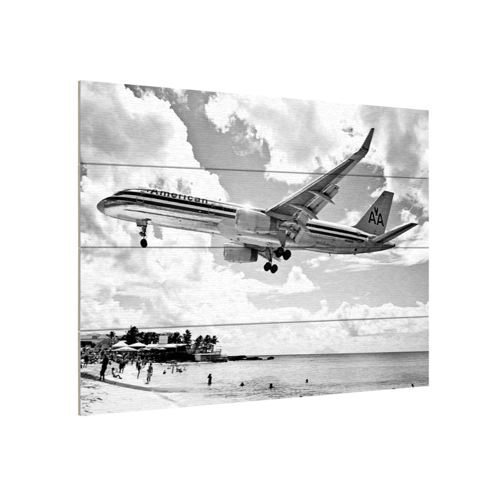 Wall Art 12 x 16 Inches Titled American Airliner Ready to Hang Printed on Wooden Planks Image 3