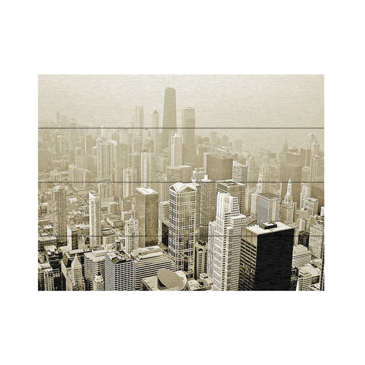 Wall Art 12 x 16 Inches Titled Chicago Skyline Ready to Hang Printed on Wooden Planks Image 2