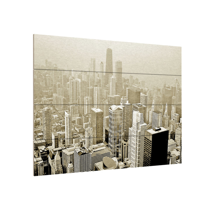 Wall Art 12 x 16 Inches Titled Chicago Skyline Ready to Hang Printed on Wooden Planks Image 3