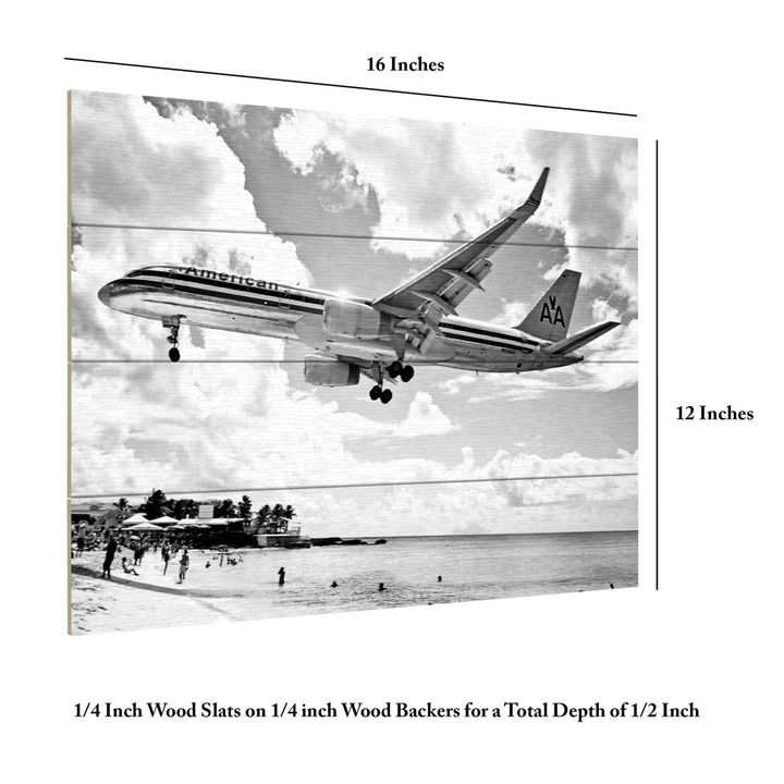 Wall Art 12 x 16 Inches Titled American Airliner Ready to Hang Printed on Wooden Planks Image 6