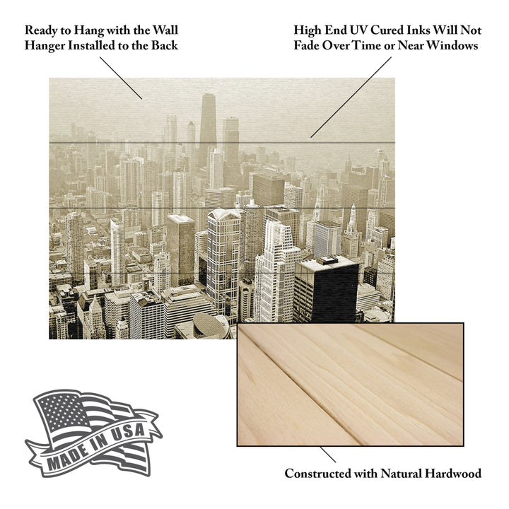 Wall Art 12 x 16 Inches Titled Chicago Skyline Ready to Hang Printed on Wooden Planks Image 5