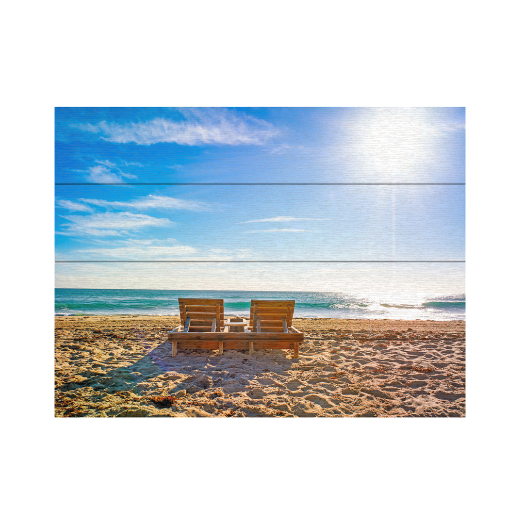 Wall Art 12 x 16 Inches Titled Florida Beach Chair Ready to Hang Printed on Wooden Planks Image 2