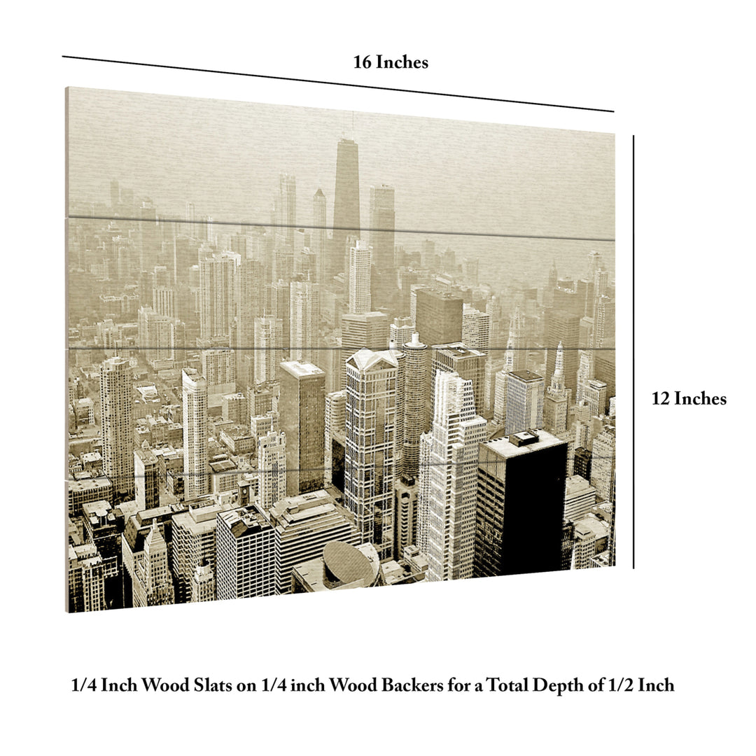 Wall Art 12 x 16 Inches Titled Chicago Skyline Ready to Hang Printed on Wooden Planks Image 6