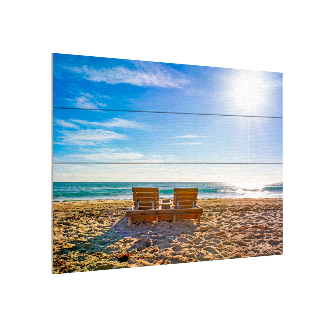 Wall Art 12 x 16 Inches Titled Florida Beach Chair Ready to Hang Printed on Wooden Planks Image 3