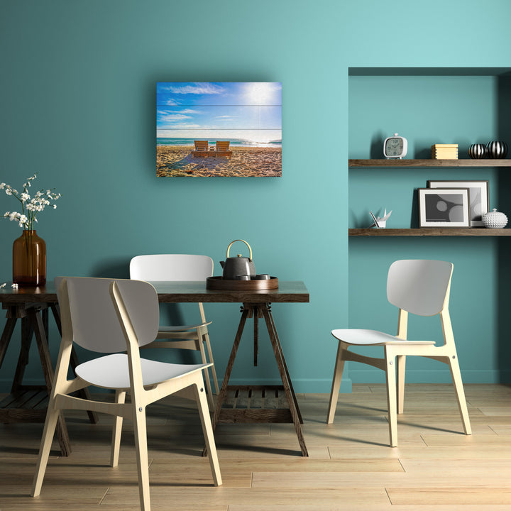 Wall Art 12 x 16 Inches Titled Florida Beach Chair Ready to Hang Printed on Wooden Planks Image 4