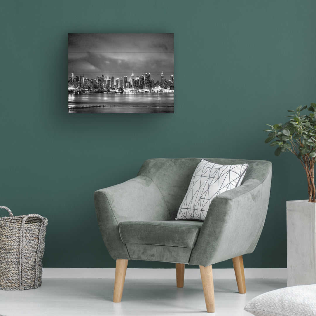 Wall Art 12 x 16 Inches Titled  York Skyline Ready to Hang Printed on Wooden Planks Image 1