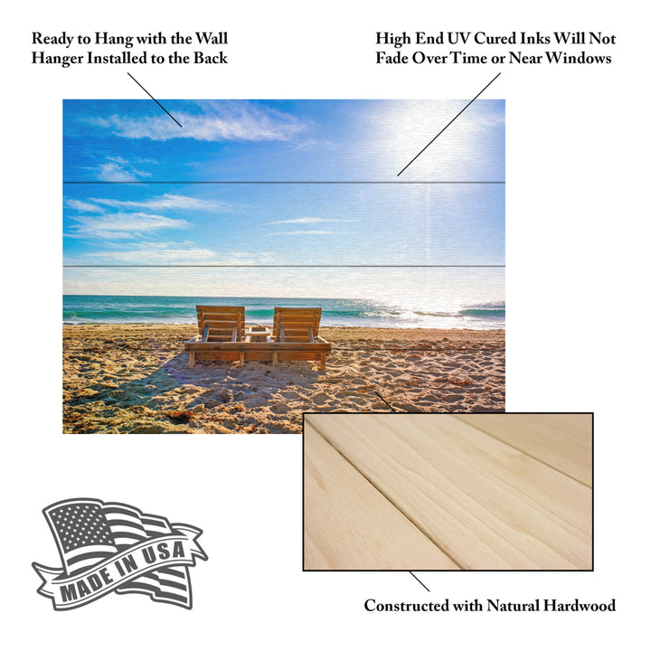 Wall Art 12 x 16 Inches Titled Florida Beach Chair Ready to Hang Printed on Wooden Planks Image 5