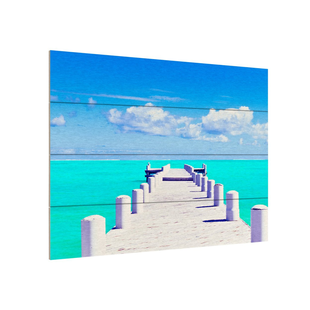 Wall Art 12 x 16 Inches Titled Turks Pier Ready to Hang Printed on Wooden Planks Image 3