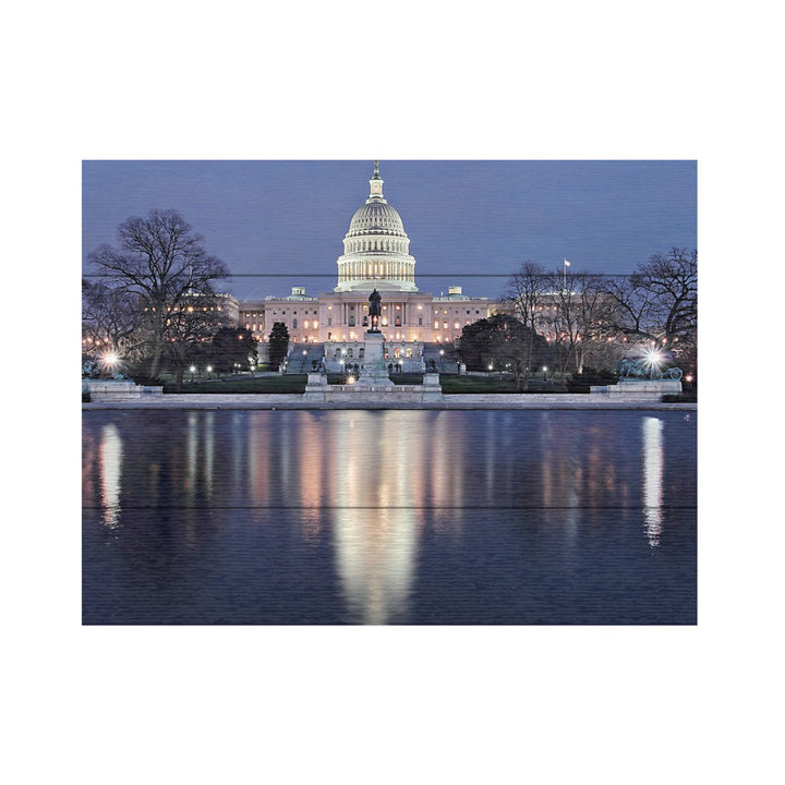 Wall Art 12 x 16 Inches Titled Capitol Reflections Ready to Hang Printed on Wooden Planks Image 2