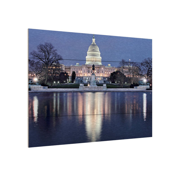 Wall Art 12 x 16 Inches Titled Capitol Reflections Ready to Hang Printed on Wooden Planks Image 3