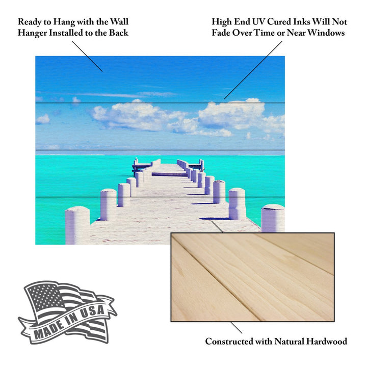Wall Art 12 x 16 Inches Titled Turks Pier Ready to Hang Printed on Wooden Planks Image 5