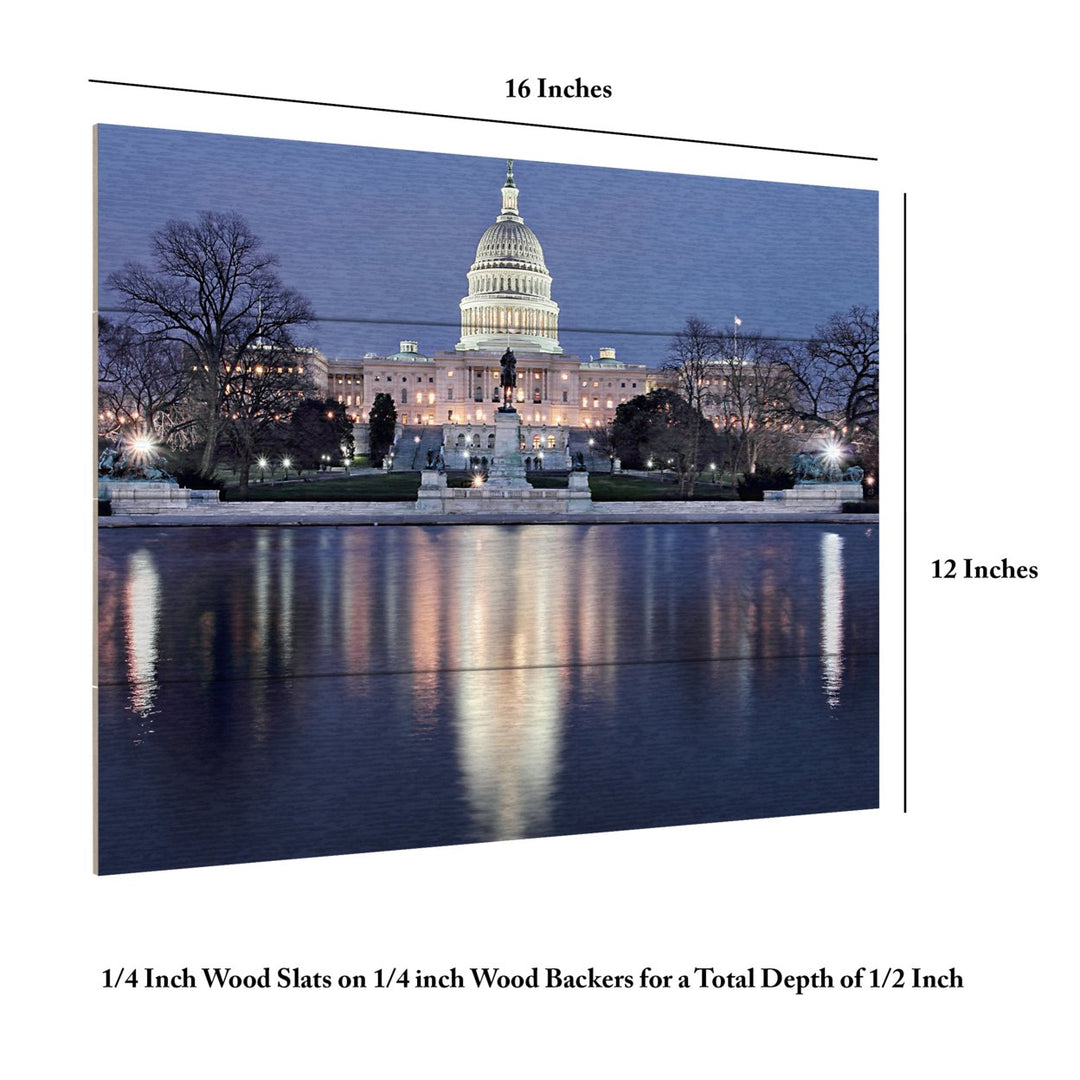 Wall Art 12 x 16 Inches Titled Capitol Reflections Ready to Hang Printed on Wooden Planks Image 6