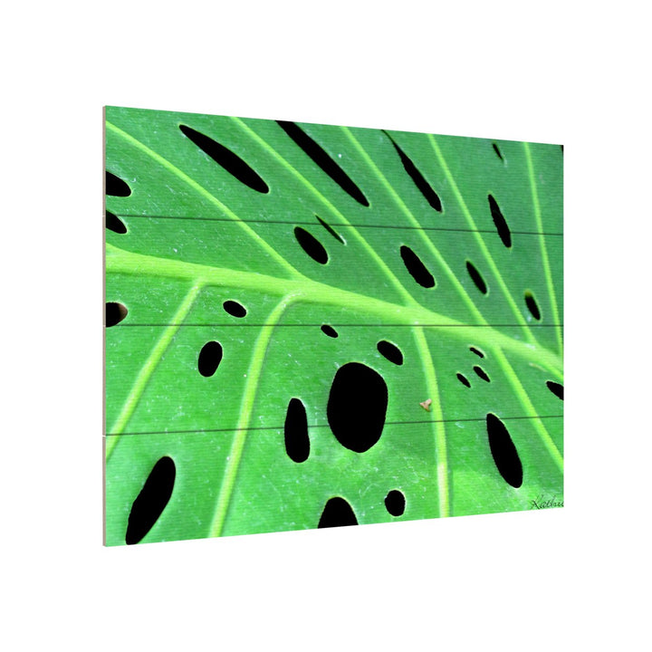 Wall Art 12 x 16 Inches Titled Tropical Leaf Ready to Hang Printed on Wooden Planks Image 3