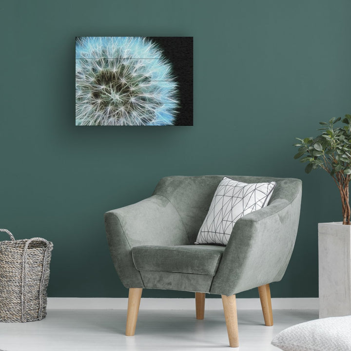 Wall Art 12 x 16 Inches Titled Dandelion Seed Head Full Ready to Hang Printed on Wooden Planks Image 1