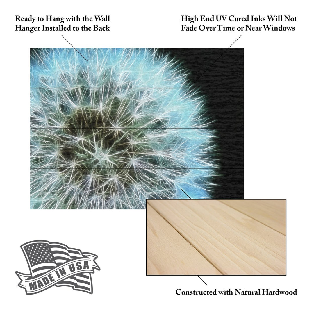 Wall Art 12 x 16 Inches Titled Dandelion Seed Head Full Ready to Hang Printed on Wooden Planks Image 5