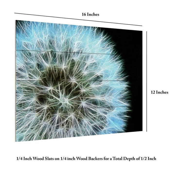 Wall Art 12 x 16 Inches Titled Dandelion Seed Head Full Ready to Hang Printed on Wooden Planks Image 6