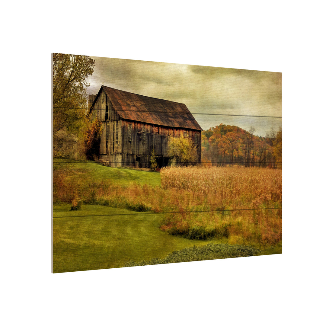 Wall Art 12 x 16 Inches Titled Old Barn on Rainy Day Ready to Hang Printed on Wooden Planks Image 3