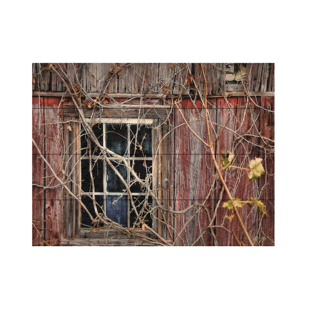 Wall Art 12 x 16 Inches Titled Old Barn Window Ready to Hang Printed on Wooden Planks Image 2