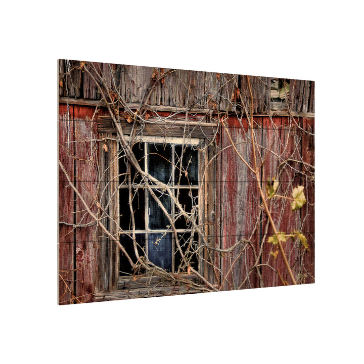 Wall Art 12 x 16 Inches Titled Old Barn Window Ready to Hang Printed on Wooden Planks Image 3