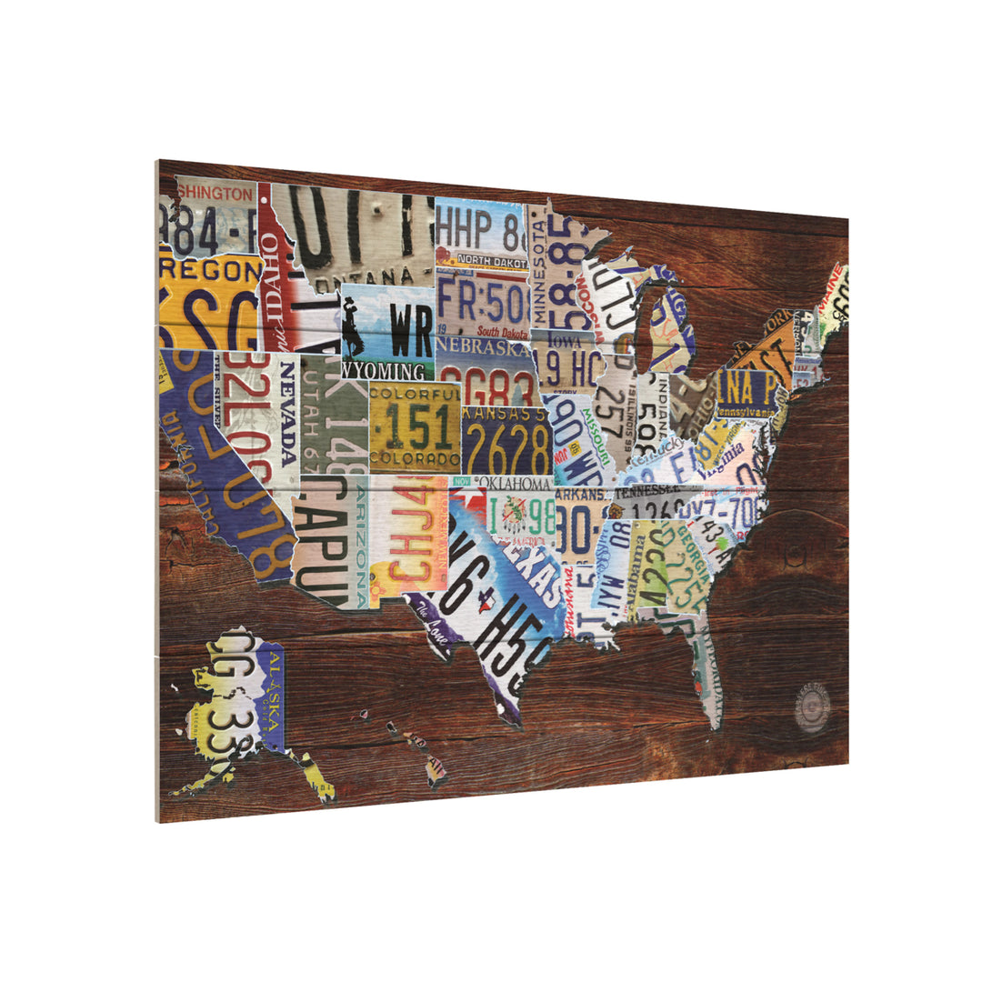 Wall Art 12 x 16 Inches Titled USA License Plate Map on Wood Ready to Hang Printed on Wooden Planks Image 3