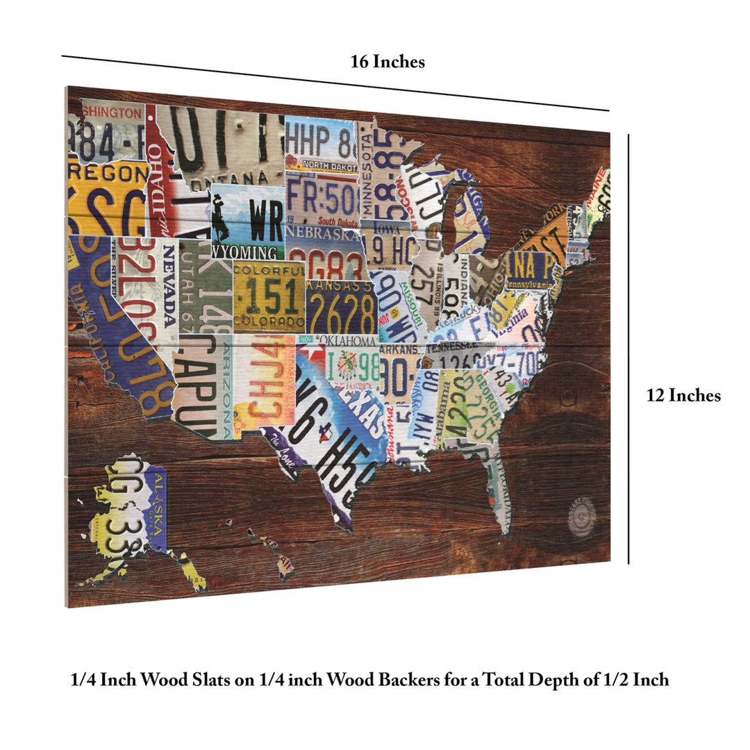 Wall Art 12 x 16 Inches Titled USA License Plate Map on Wood Ready to Hang Printed on Wooden Planks Image 6