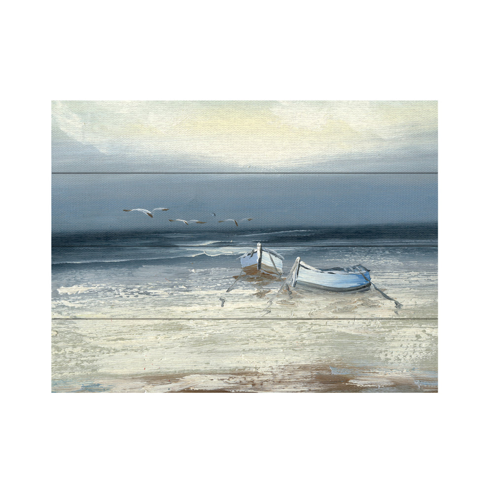 Wall Art 12 x 16 Inches Titled Low Tide Ready to Hang Printed on Wooden Planks Image 2