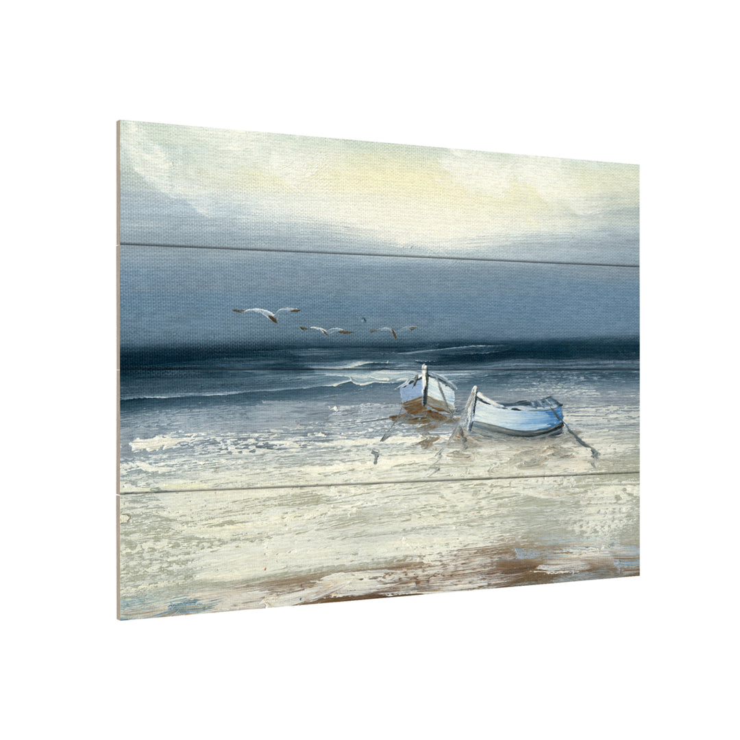 Wall Art 12 x 16 Inches Titled Low Tide Ready to Hang Printed on Wooden Planks Image 3