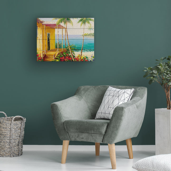 Wall Art 12 x 16 Inches Titled Key West Villa Ready to Hang Printed on Wooden Planks Image 1