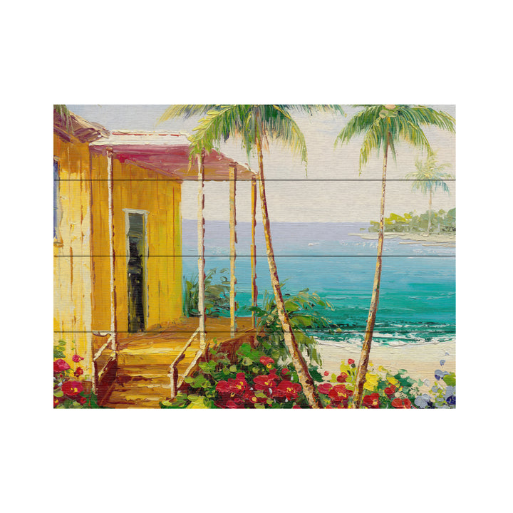 Wall Art 12 x 16 Inches Titled Key West Villa Ready to Hang Printed on Wooden Planks Image 2