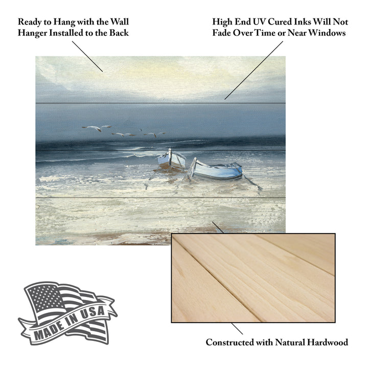 Wall Art 12 x 16 Inches Titled Low Tide Ready to Hang Printed on Wooden Planks Image 5