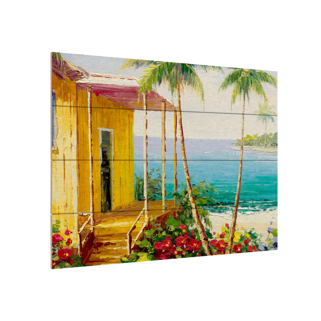 Wall Art 12 x 16 Inches Titled Key West Villa Ready to Hang Printed on Wooden Planks Image 3