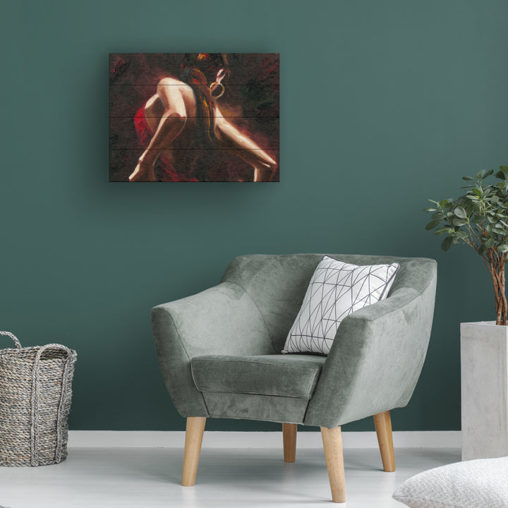 Wall Art 12 x 16 Inches Titled Flamenco Dancer Ready to Hang Printed on Wooden Planks Image 1