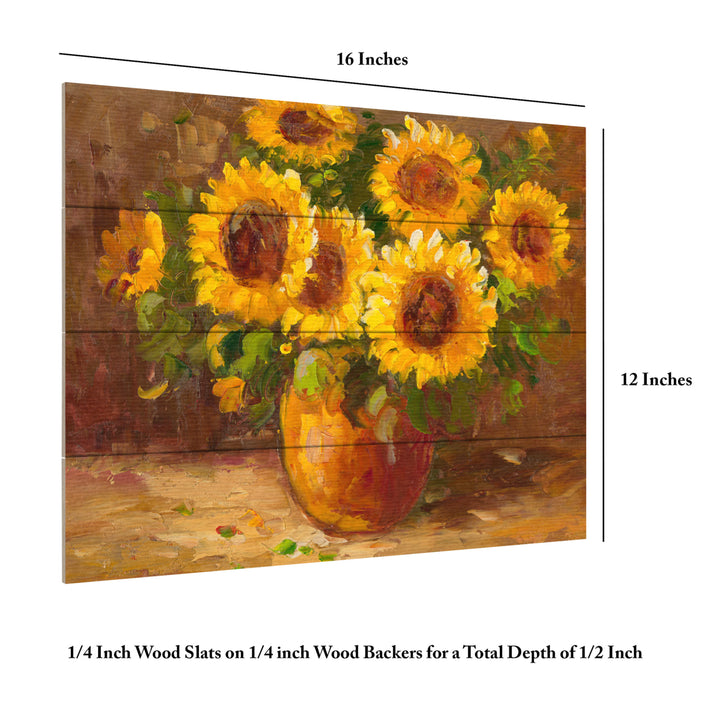 Wall Art 12 x 16 Inches Titled Sunflowers Still Life Ready to Hang Printed on Wooden Planks Image 6