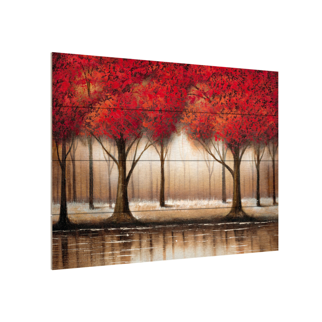 Wall Art 12 x 16 Inches Titled Parade of Red Trees Ready to Hang Printed on Wooden Planks Image 3