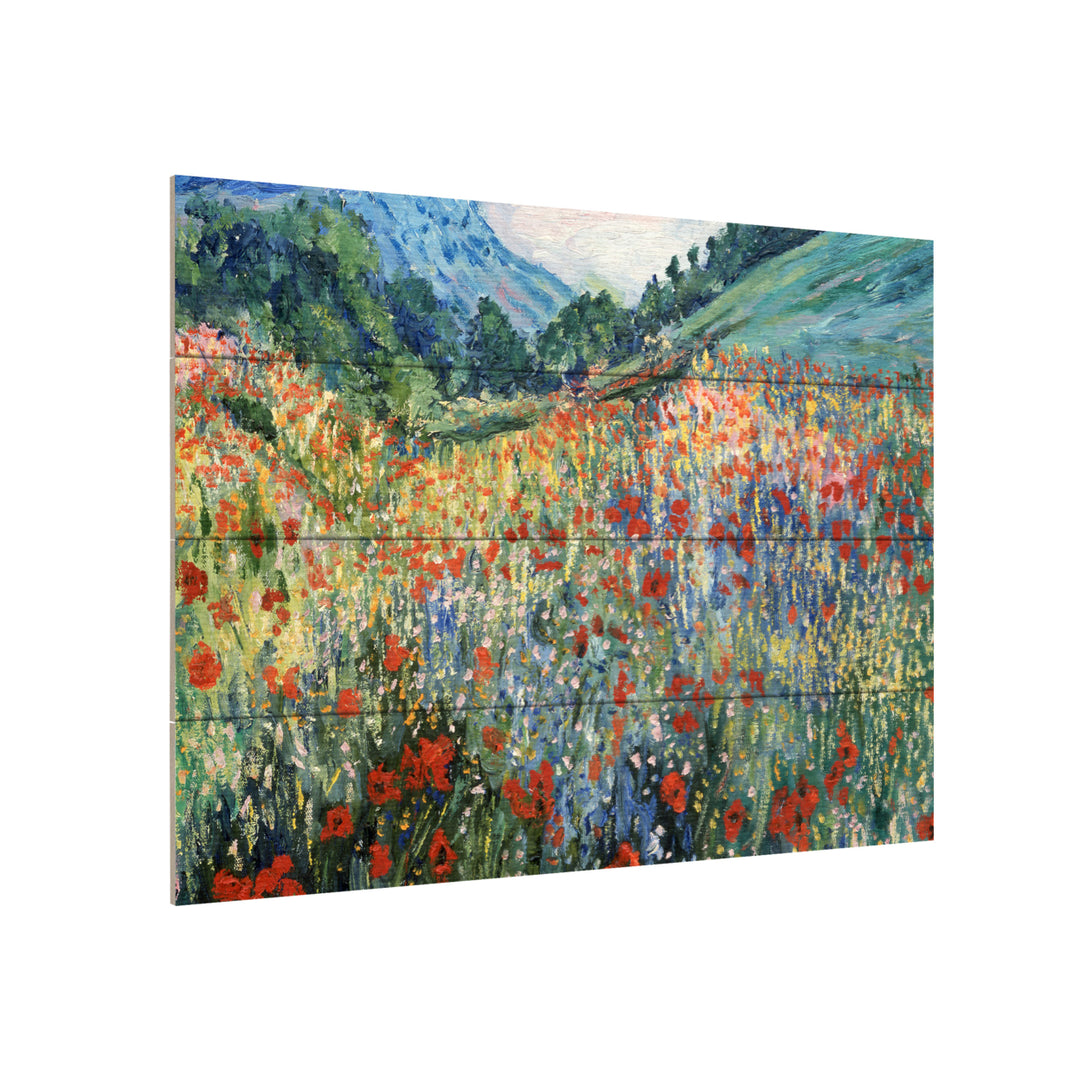 Wall Art 12 x 16 Inches Titled Field of Wild Flowers Ready to Hang Printed on Wooden Planks Image 3