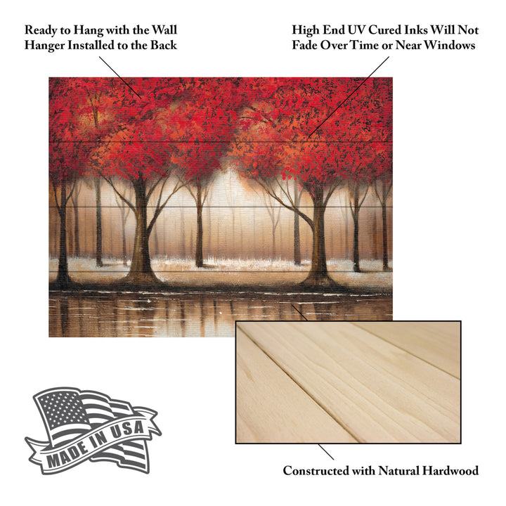 Wall Art 12 x 16 Inches Titled Parade of Red Trees Ready to Hang Printed on Wooden Planks Image 5