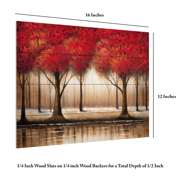 Wall Art 12 x 16 Inches Titled Parade of Red Trees Ready to Hang Printed on Wooden Planks Image 6