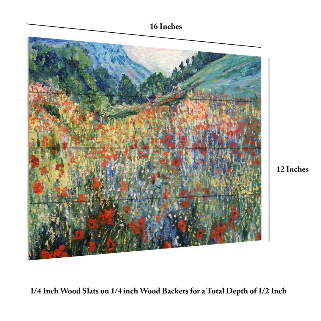 Wall Art 12 x 16 Inches Titled Field of Wild Flowers Ready to Hang Printed on Wooden Planks Image 6