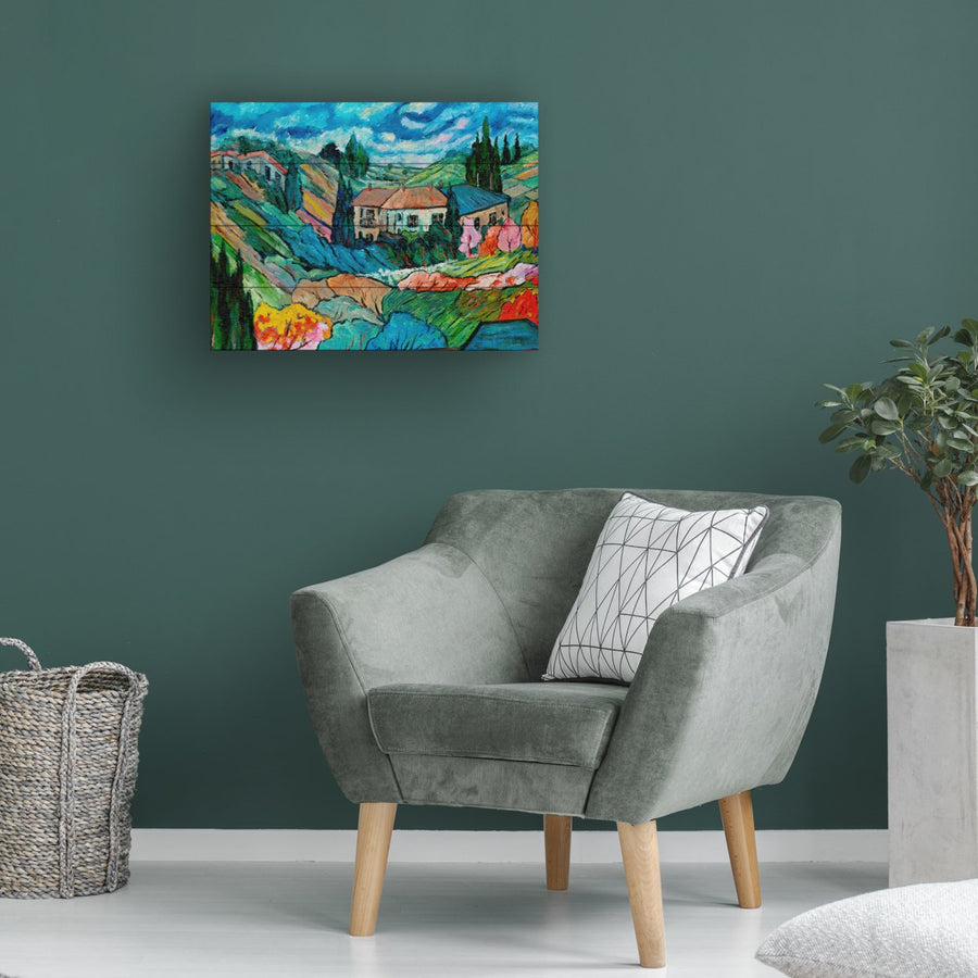 Wall Art 12 x 16 Inches Titled Valley House Ready to Hang Printed on Wooden Planks Image 1